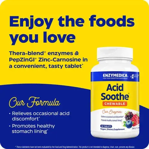 Enzemedica Acid Soothe  30 Chew Tabs Berry