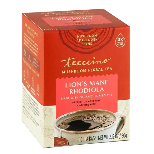TEECCINO Lion&#39;s Mane Rhodiola Rose 10 Tea Bags