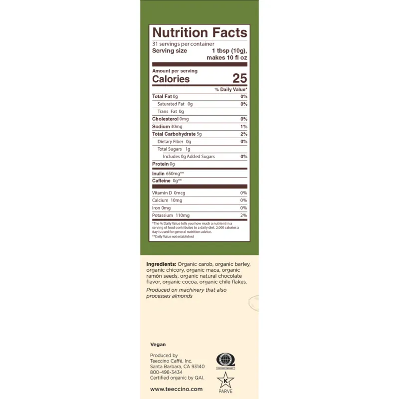 TEECCINO Organic Maca Chocolate Dark Roast 11 oz.