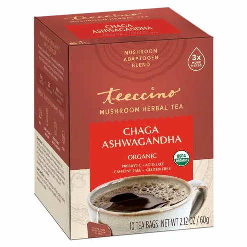 TEECCINO Chaga Ashwagandha Butterscotch Cream 10 Tea Bags