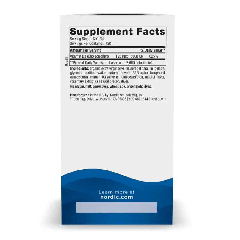 NORDIC NATURALS Vitamin D3 5000 I.U. 120 S.G.