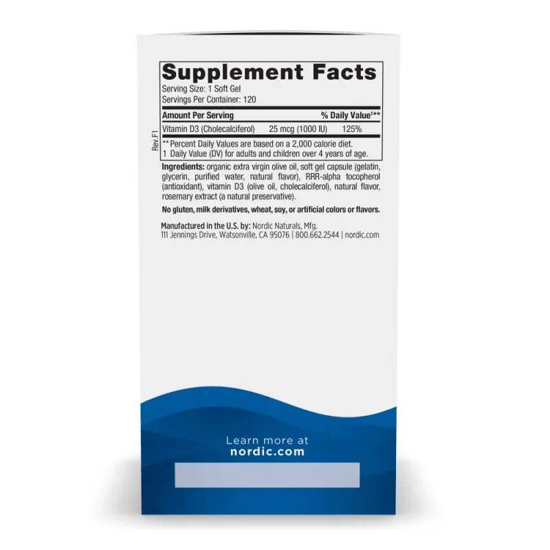 Nordic Naturals Vitamin D3 1000IU 120 sg