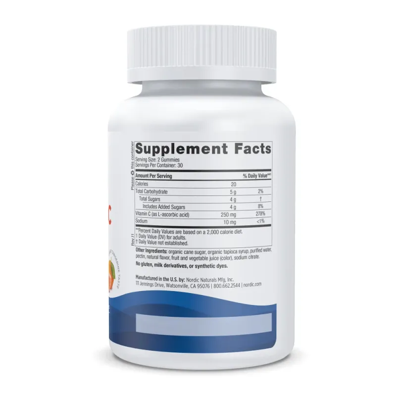 NORDIC NATURALS Vit. C 250 mg. 60 Gummies Tart Tangerine