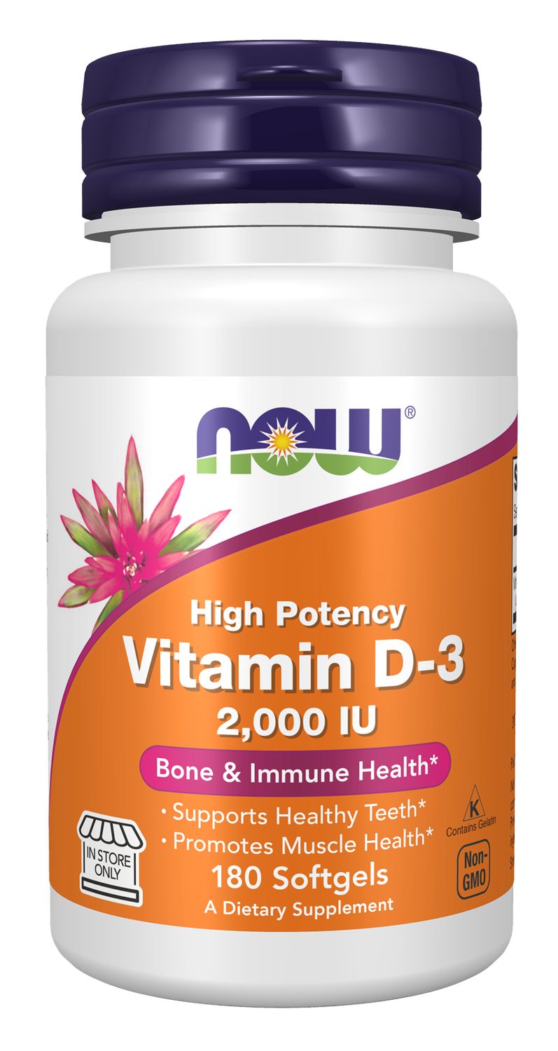 Now High Potency Vitamin D-3 2000 IU 180 softgels