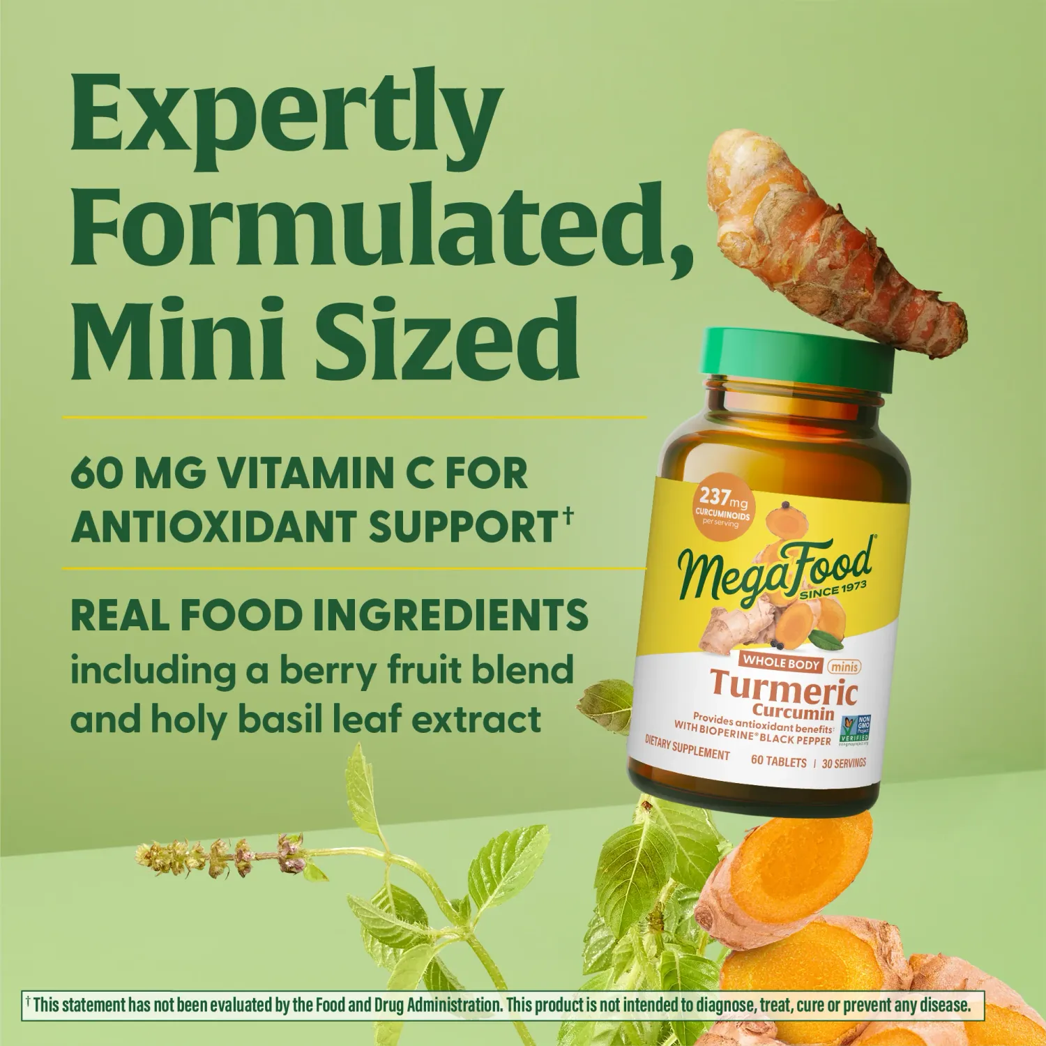 Mega Food Tumeric Strength Whole Body Minis 120 Tabs.