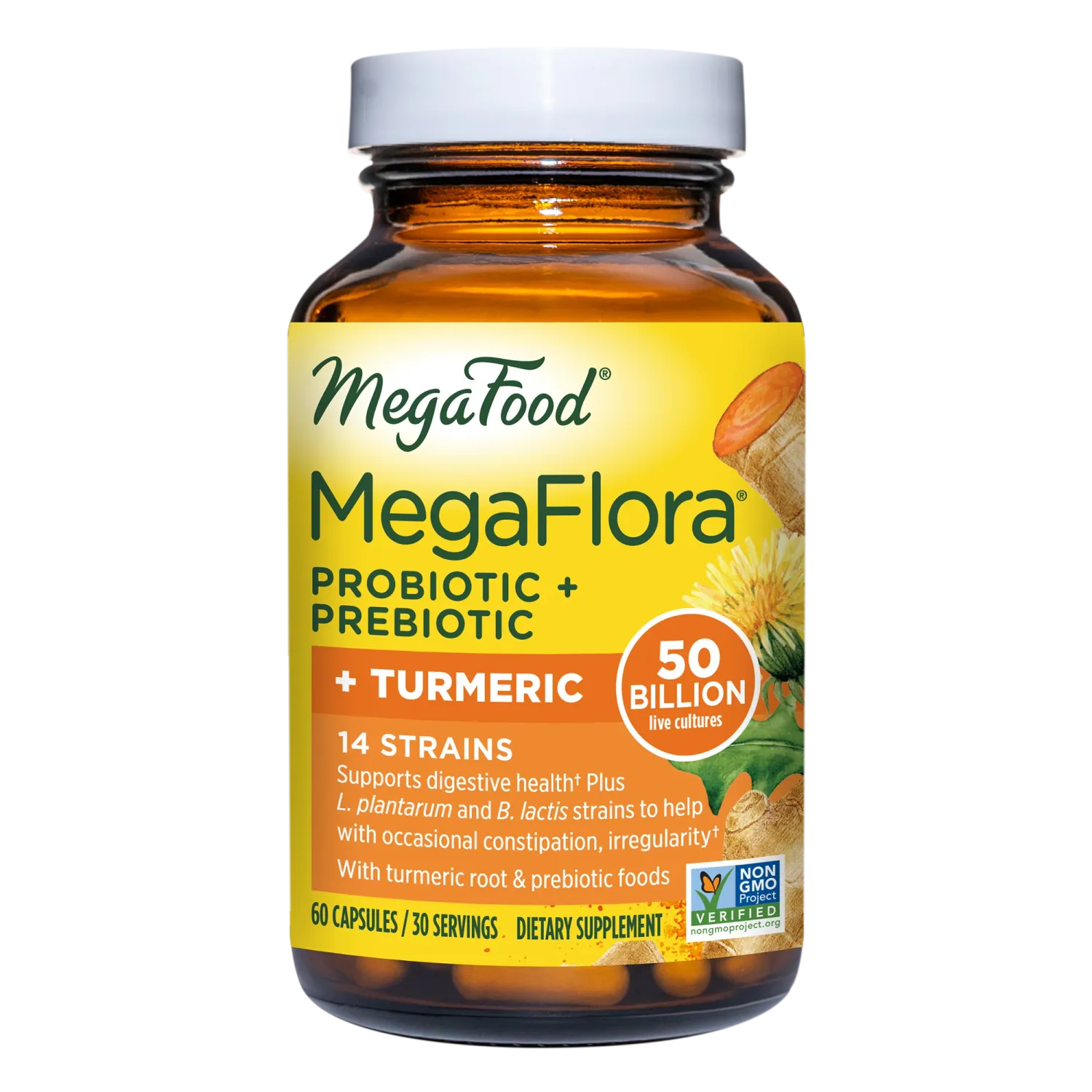 Megafood Megaflora W/tumeric  60 Caps.