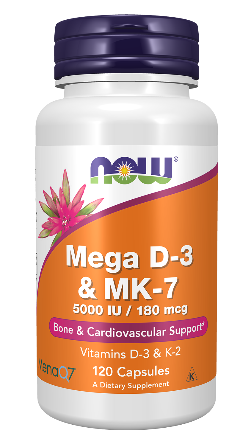 NOW Mega D3 &amp; MK-7 5000 IU/ 180 mcg. 120 Caps.