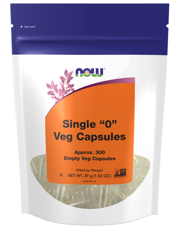 NOW Single &quot;0&quot; Veg. Capsules Approx. 300 Empty Veg. Caps.