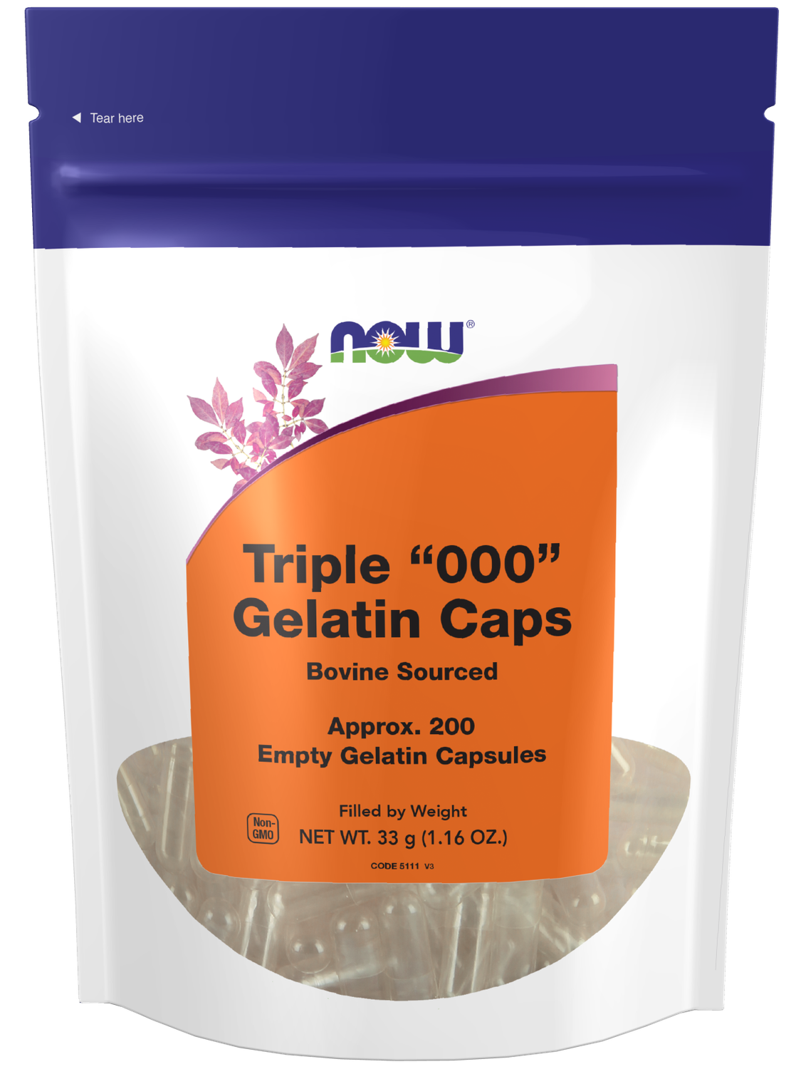 NOW Triple 000 Gelatin Caps. 200 Count