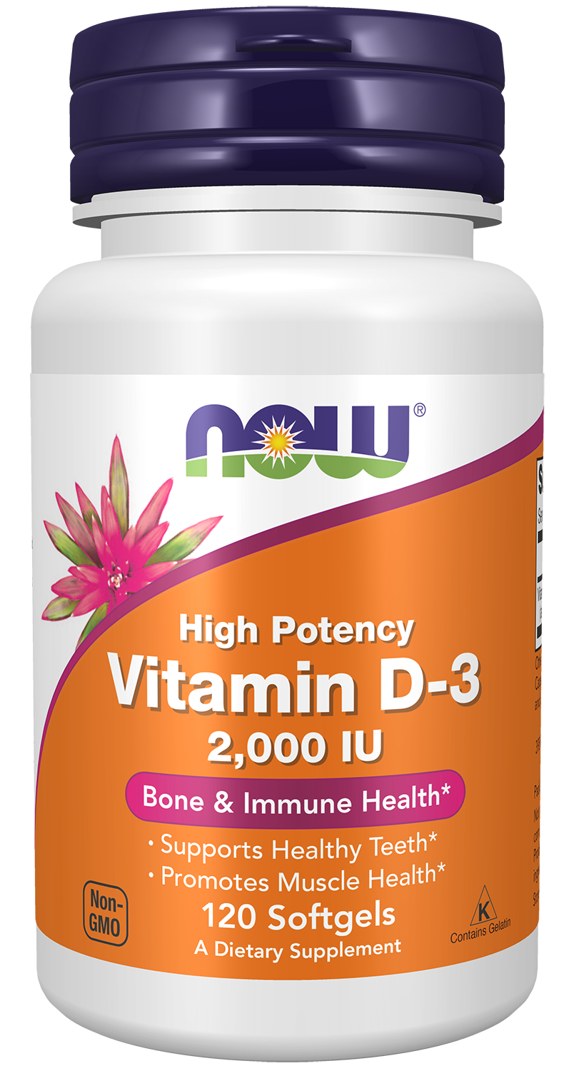 NOW High Potency Vitamin D-3 2,000 IU 120 Softgels