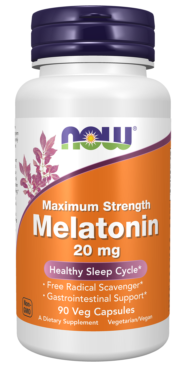 NOW Max Strength Melatonin 20mg 90 Veg. Caps.