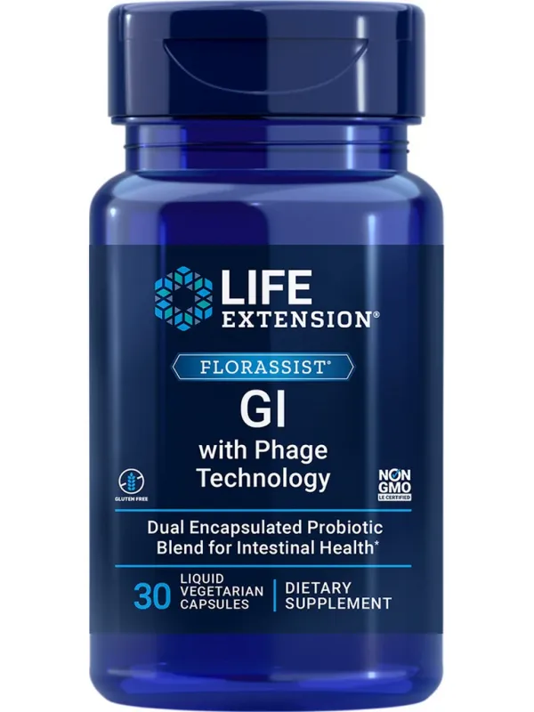 Life Extension Florassist Probiotoc GI with Phage Technology 30 liquid veg caps