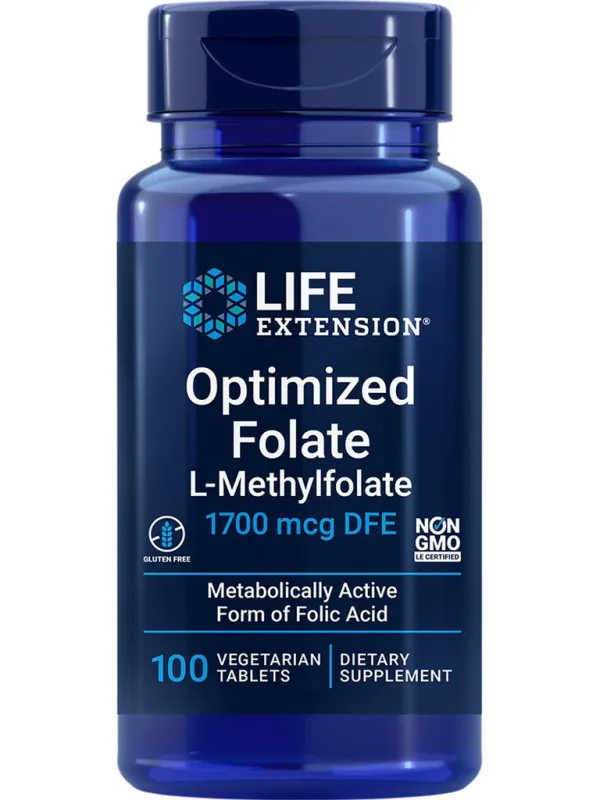 Life Extension Optimized Folate L- Methylfolate 1700 mcg DFE 100 veg tabs