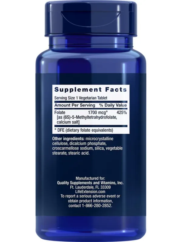Life Extension Optimized Folate L- Methylfolate 1700 mcg DFE 100 veg tabs