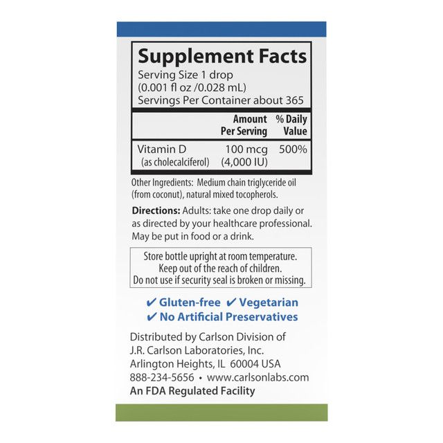 Carlson Super Daily liquid Vitamin D3 4000 IU 0.35