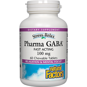 NATURAL FACTORS Stress-Relax Pharma Gaba 100 mg. 60 Chew. Tabs.