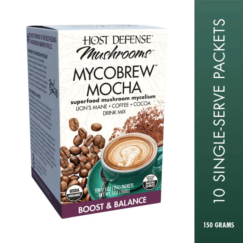 HOST DEFENSE Mycrobrew Mocha Boost &amp; Balance 10 0.5oz Packets