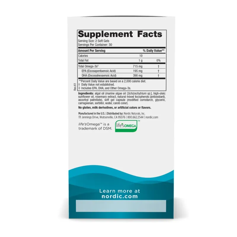 Nordic Naturals Algae Omega  715 Mg  60 Sg