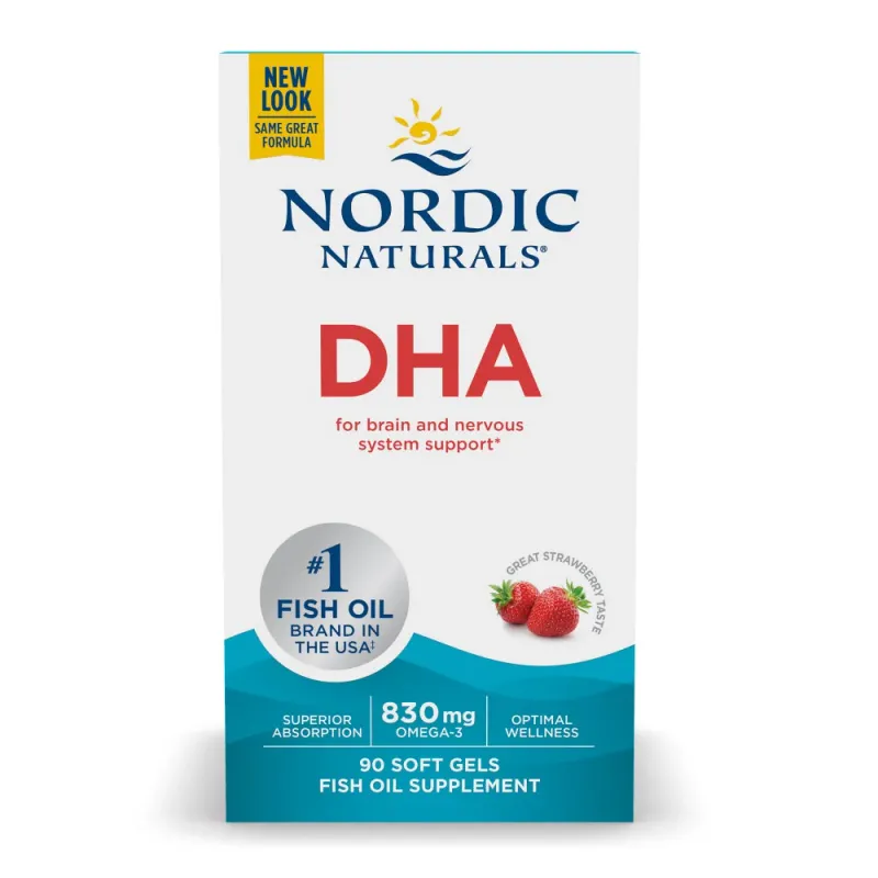 Nordic Naturals DHA strawberry flavor 830 mg 90 softgels