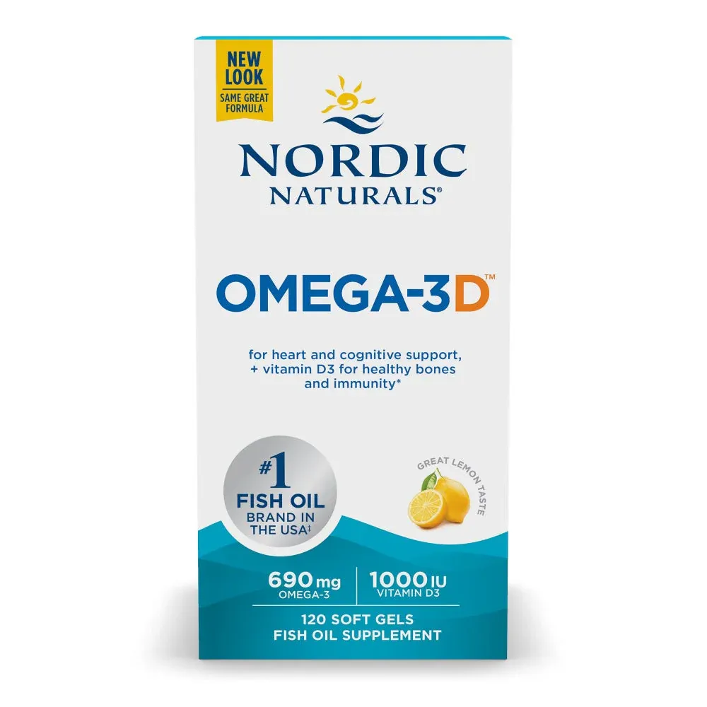 Nordic Naturals Omega-3D 120 softgels lemon flavor