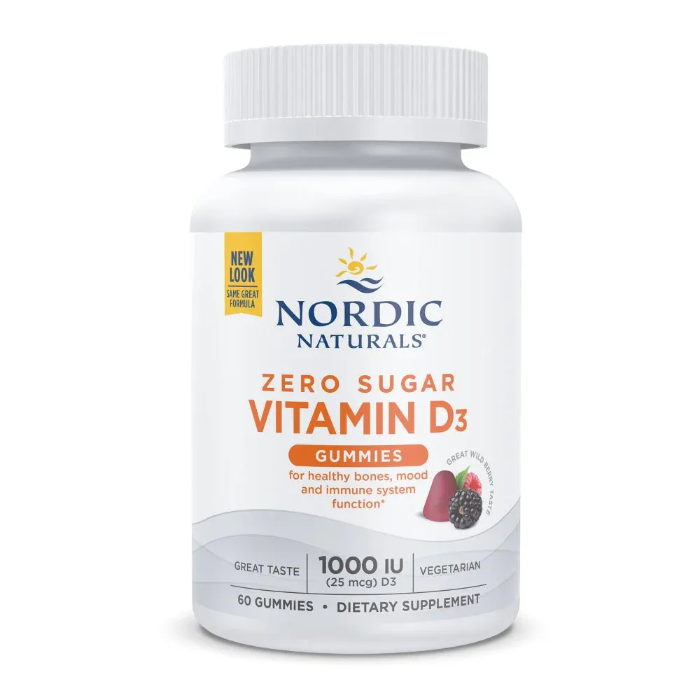 NORDIC NATURALS Zero Sugar Vit. D3 1000 Units 60 Wild Berry Gummies