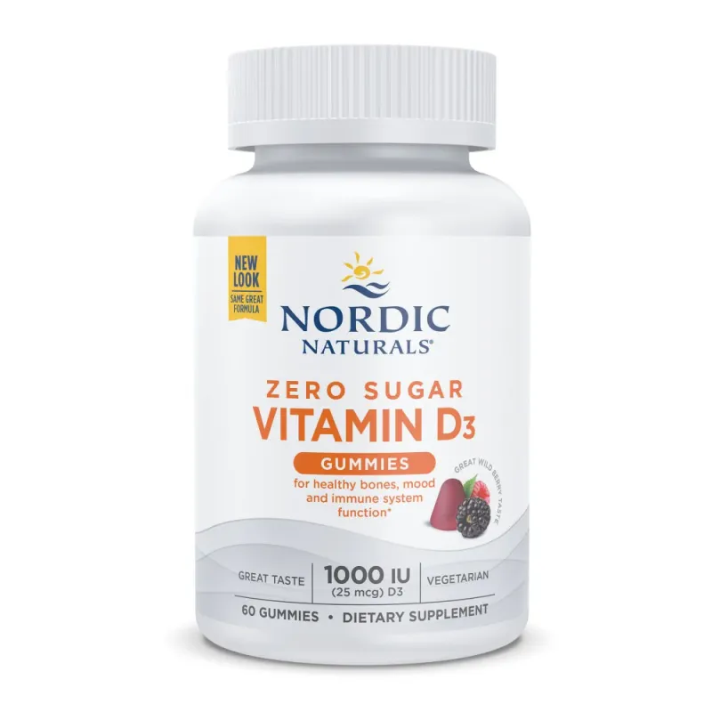 NORDIC NATURALS Zero Sugar Vit. D3 1000 Units 60 Wild Berry Gummies