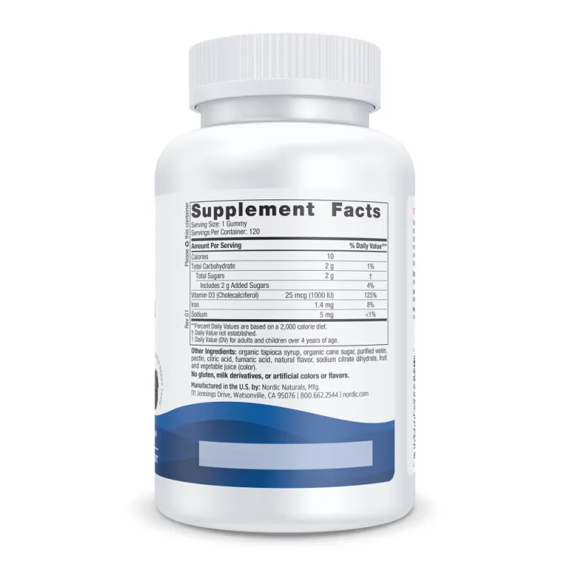 NORDIC NATURALS Vit. D3 1000 I.U. 120 Gummies (Wild Berry)