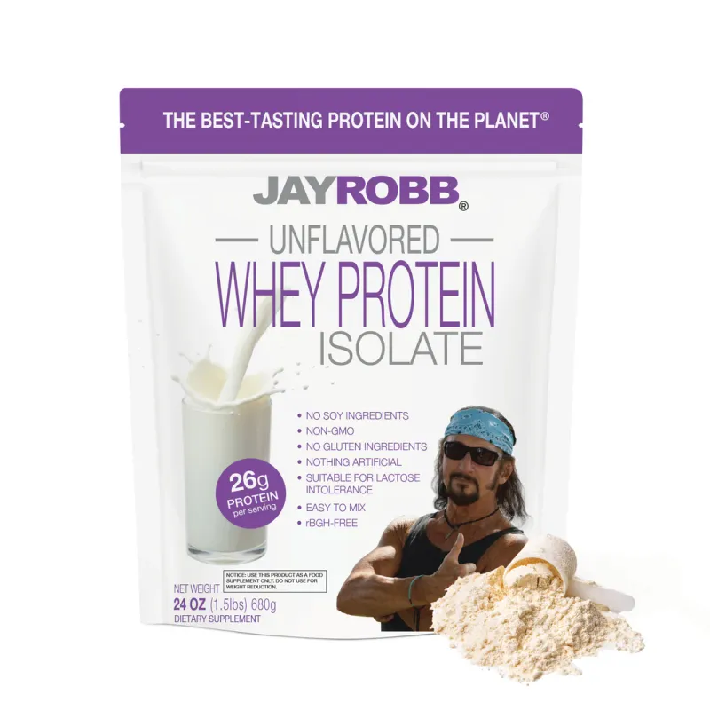 JAY ROBB Unflav. Whey Protein Isolate 24 oz.