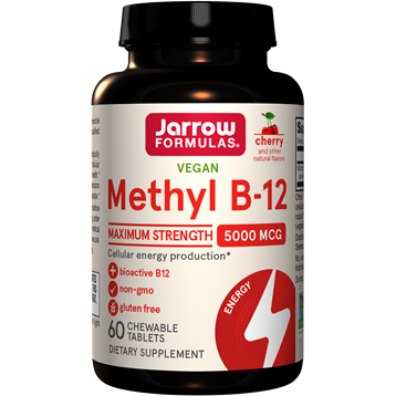 Jarrow Formulas Vegan Methyl B-12 5000mcg Cherry Chewable Tabs 60 count