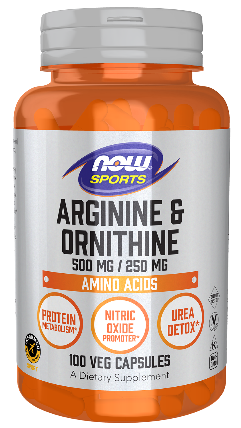 NOW Sports Arginine &amp; Ornithine 500mg/250mg 100vc