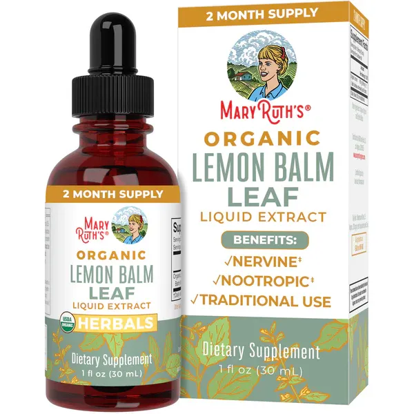 MaryRuth&#39;s Organic Lemon Balm Leaf Liquid Drops 1 fl oz