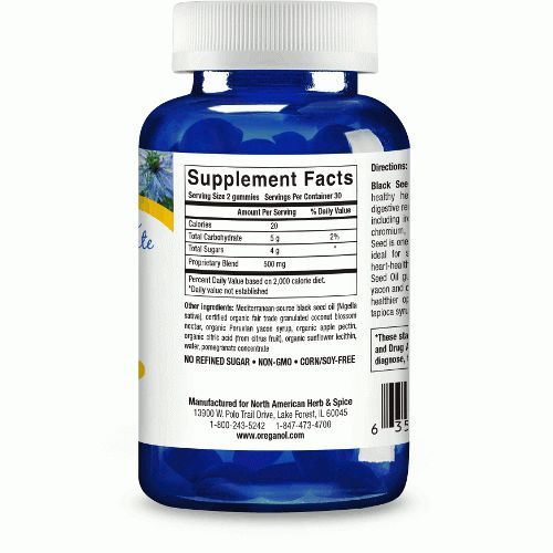 North American Herb &amp; Spice Mountain Oregano &amp; Black Seed Oil Orega O's Gummies 60 count