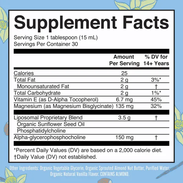MaryRuth's Liposomal Calm Magnesium Liquid Almond Vanilla Flavor 15.22 fl oz