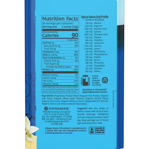 SUNWARRIOR Warrior Blend Vanilla 1.65 lb.