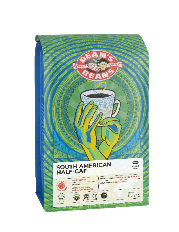 DEAN&#39;S BEANS South American Half-Caf 16oz.
