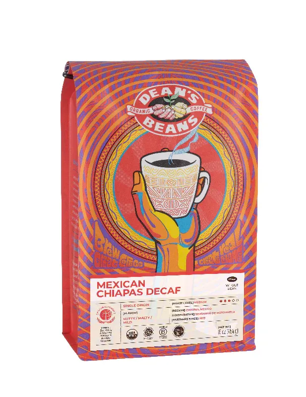 DEAN&#39;S BEANS Mexican Chiapas Decaf Ground Coffee 16 oz.