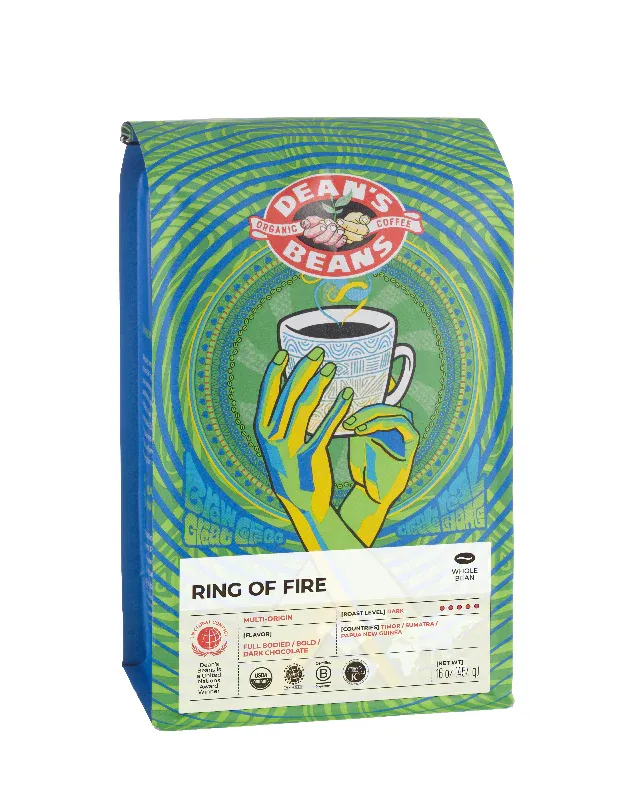 DEAN&#39;S BEANS Ring Of Fire Ground Coffee 16 oz.