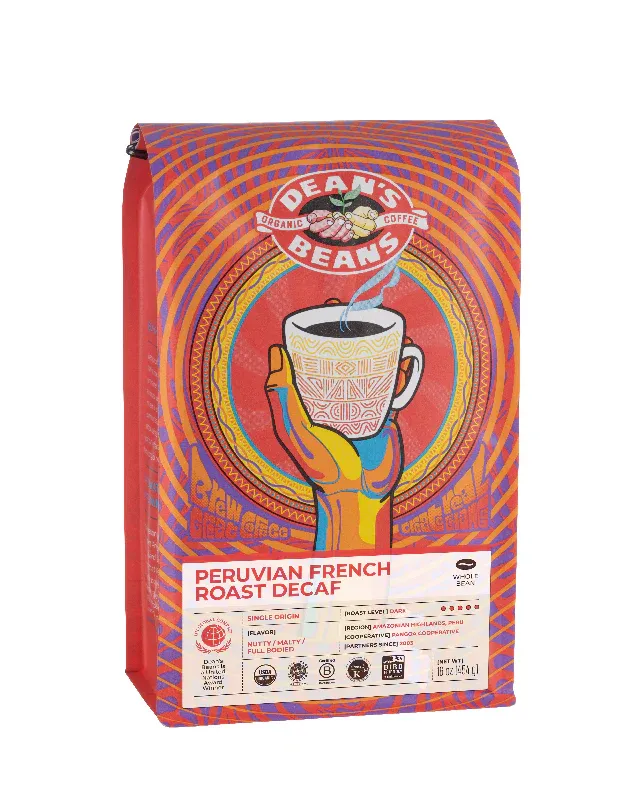 DEAN&#39;S BEANS Peruvian French Roast Decaf 16 oz.