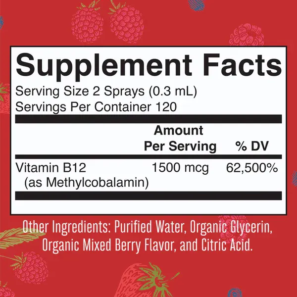 Mary Ruth's Organic Methyl B12 Liquid Spray Strawberry 1 fl oz