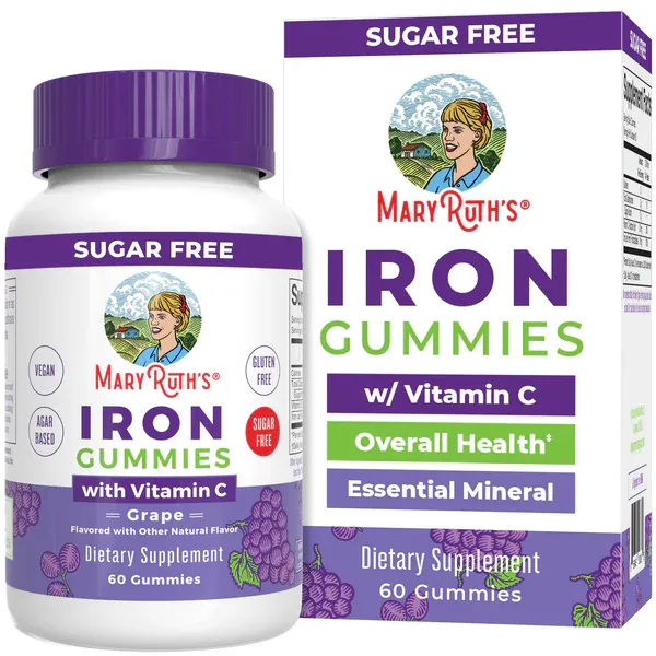MaryRuth&#39;s Iron Gummies with Vitamin C Grape Flavored 60 count