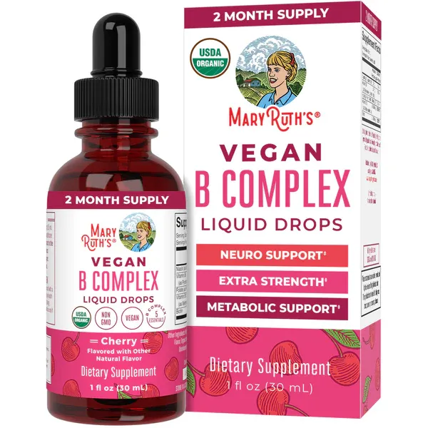 Mary Ruth&#39;s Vegan B Complex Drops Cherry Flavored 1 fl oz