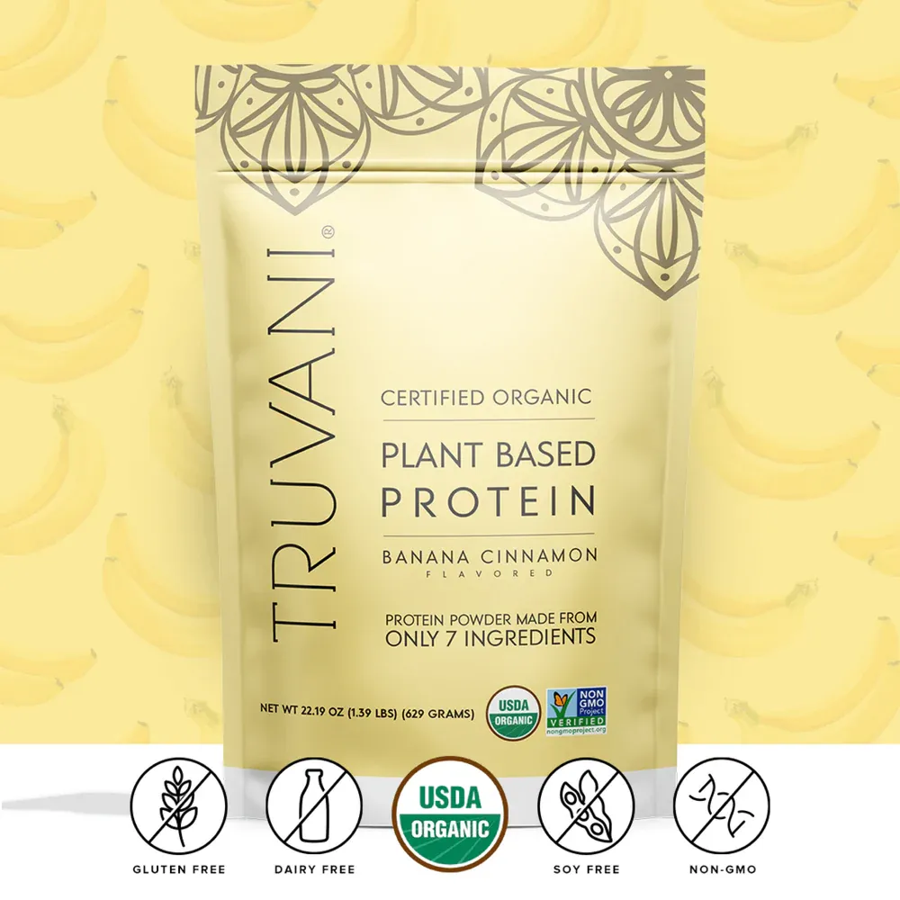 TRUVANI Org. Banana Cinnamon Plant Based Protein Pwdr. 22.19 oz.