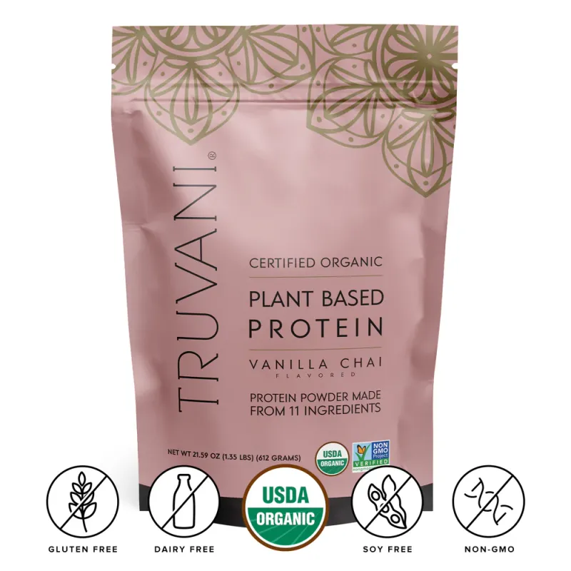 Truvani Organic Plant Based Vanilla Chai Protein Powder 1.35lbs