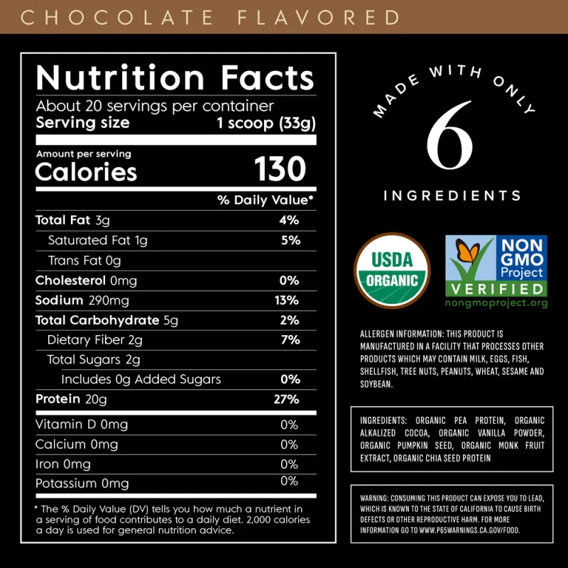 TRUVANI Chocolate Plant Based Protein Pwdr.  23.63 oz.
