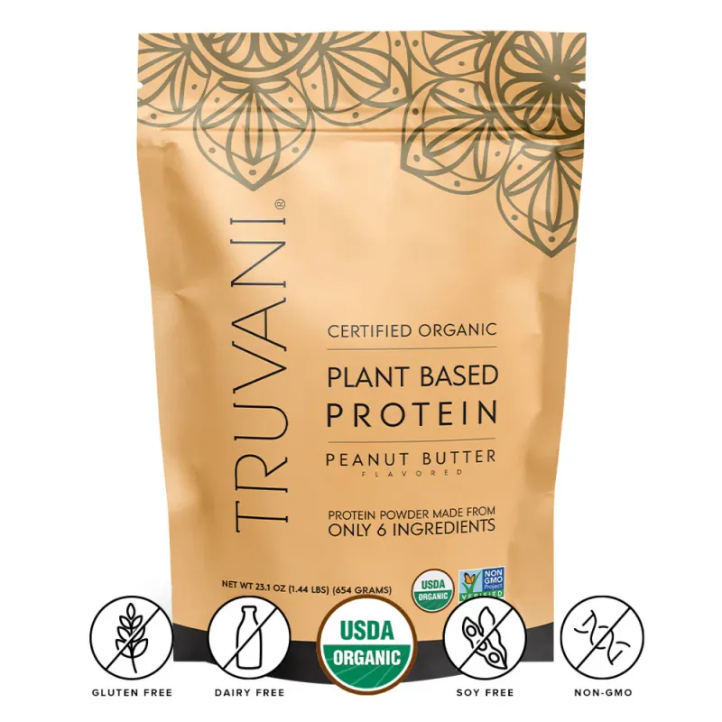 Truvani Organic Peanut Butter Plant Based Protein 23.1oz