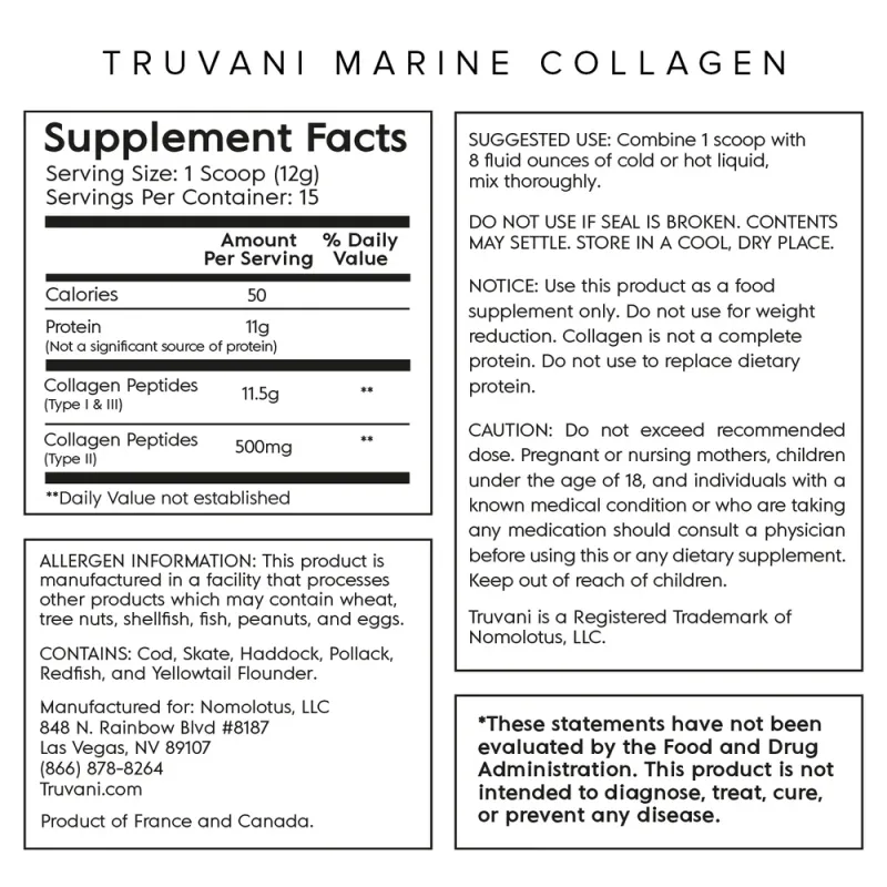 TRUVANI Marine Collagen Pwdr. Wild Caught Unflav. 6 oz.