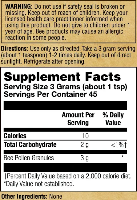 Honey Gardens Bee Pollen 4.75oz