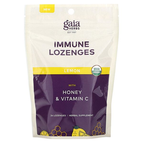 Gaia Herbs Organic Lemon Immune Lozenges 24 pack