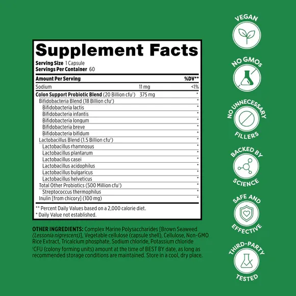 Probulin Colon Support Probiotic 20 billion 60 caps