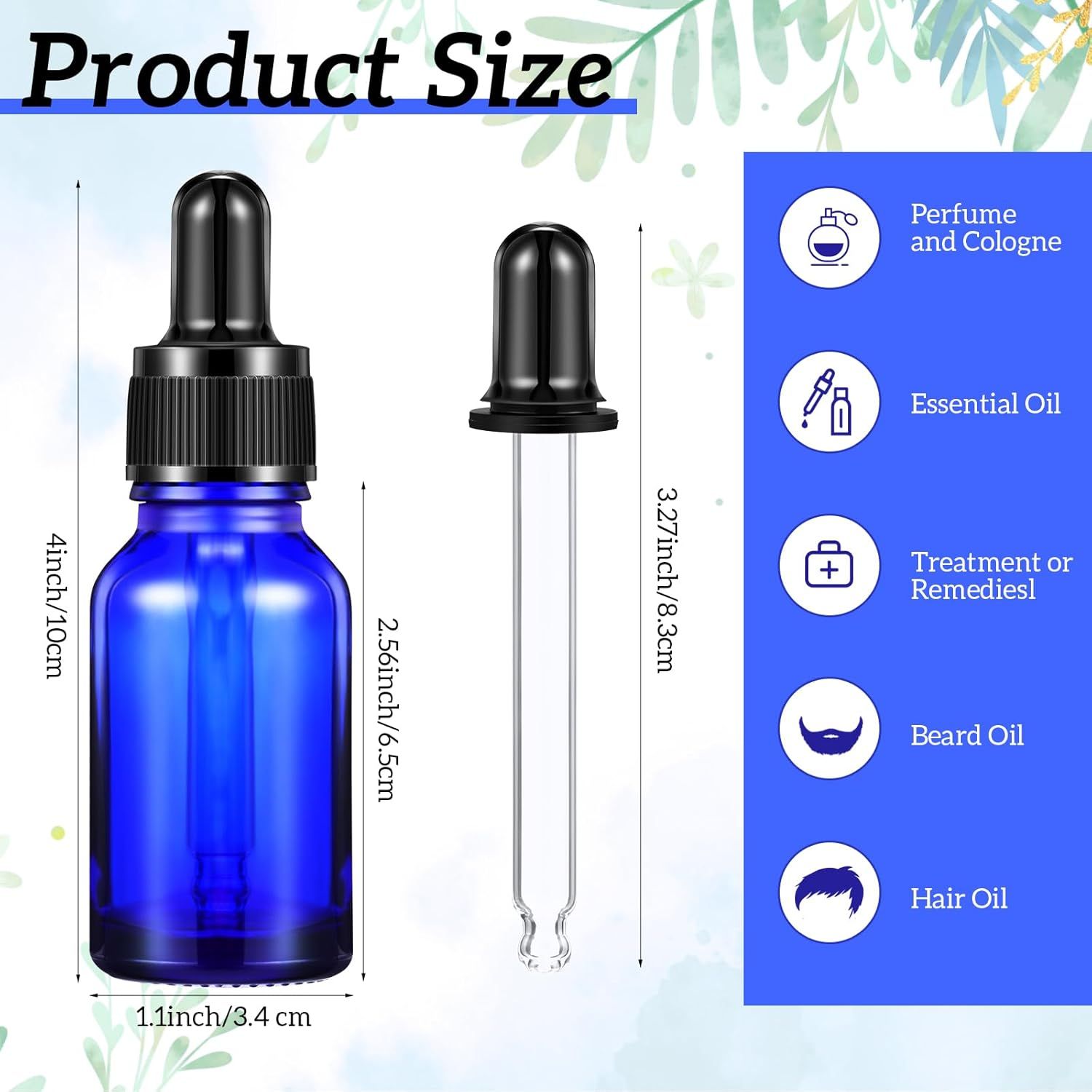 .5 Blue Glass Dropper Bottle